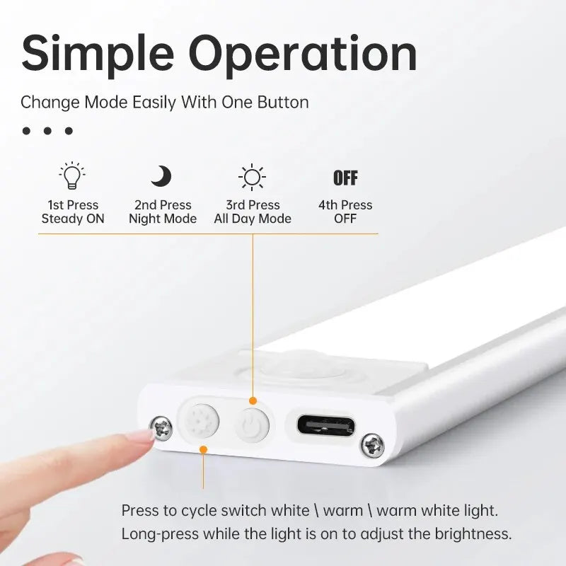 Rechargeable Motion Sensor LED Night Light Rectangle 50cm (19.7 in) Emergency Light - PhishStones Products