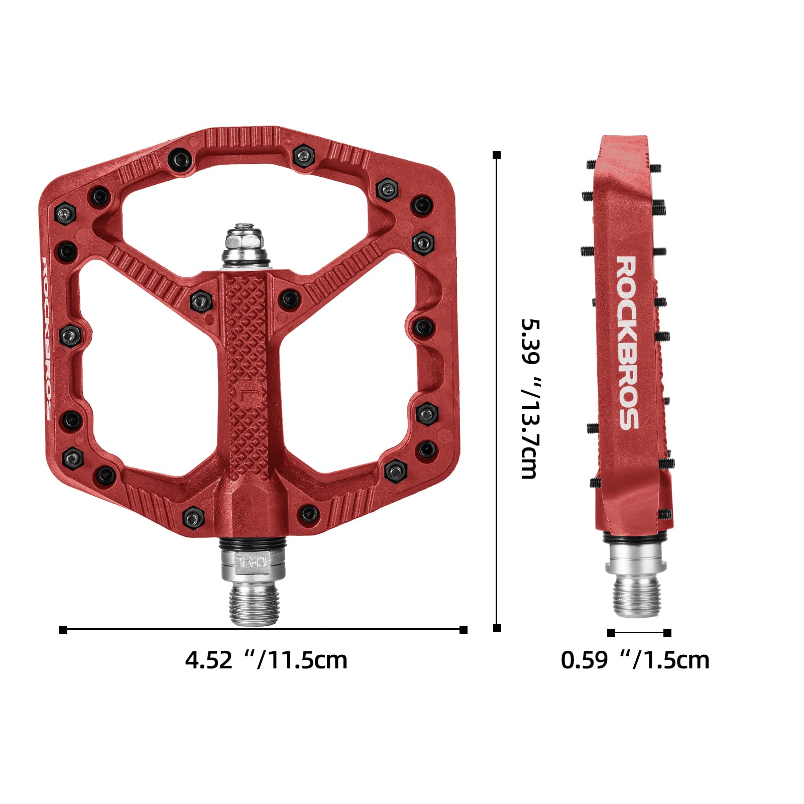 ROCKBROS Mountain Bike Pedals Flat MTB Pedals Nylon Fiber Bicycle Platform Pedals