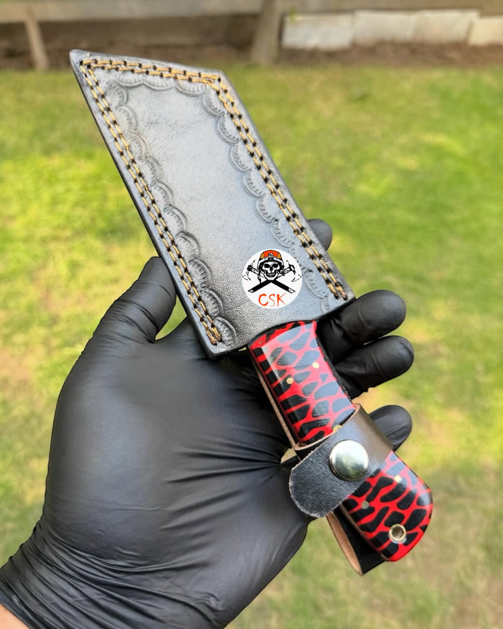 Red Viper Tanto - Custom Knife with Textured Resin Handle & Satin Blade - PhishStones Products