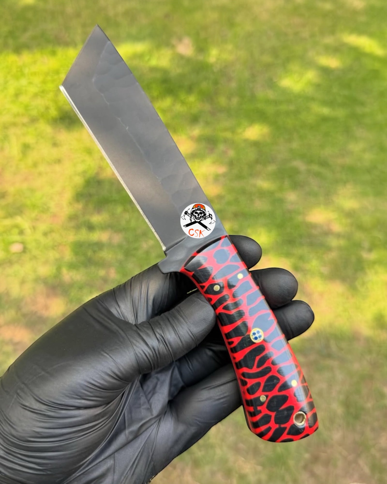 Red Viper Tanto - Custom Knife with Textured Resin Handle & Satin Blade - PhishStones Products