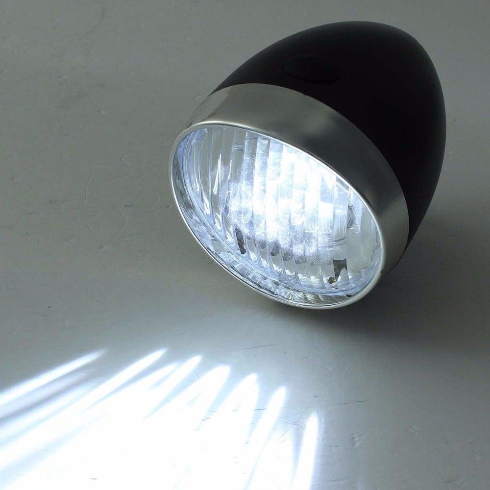 Retro Bicycle Retro Headlight Waterproof Perspective Strong Body Warning Safety Headlight Classical Cool Silver/Black Cycling Bicycle Headlight Retro Front Vintage Bike Light Night Riding Safety Head Lamp