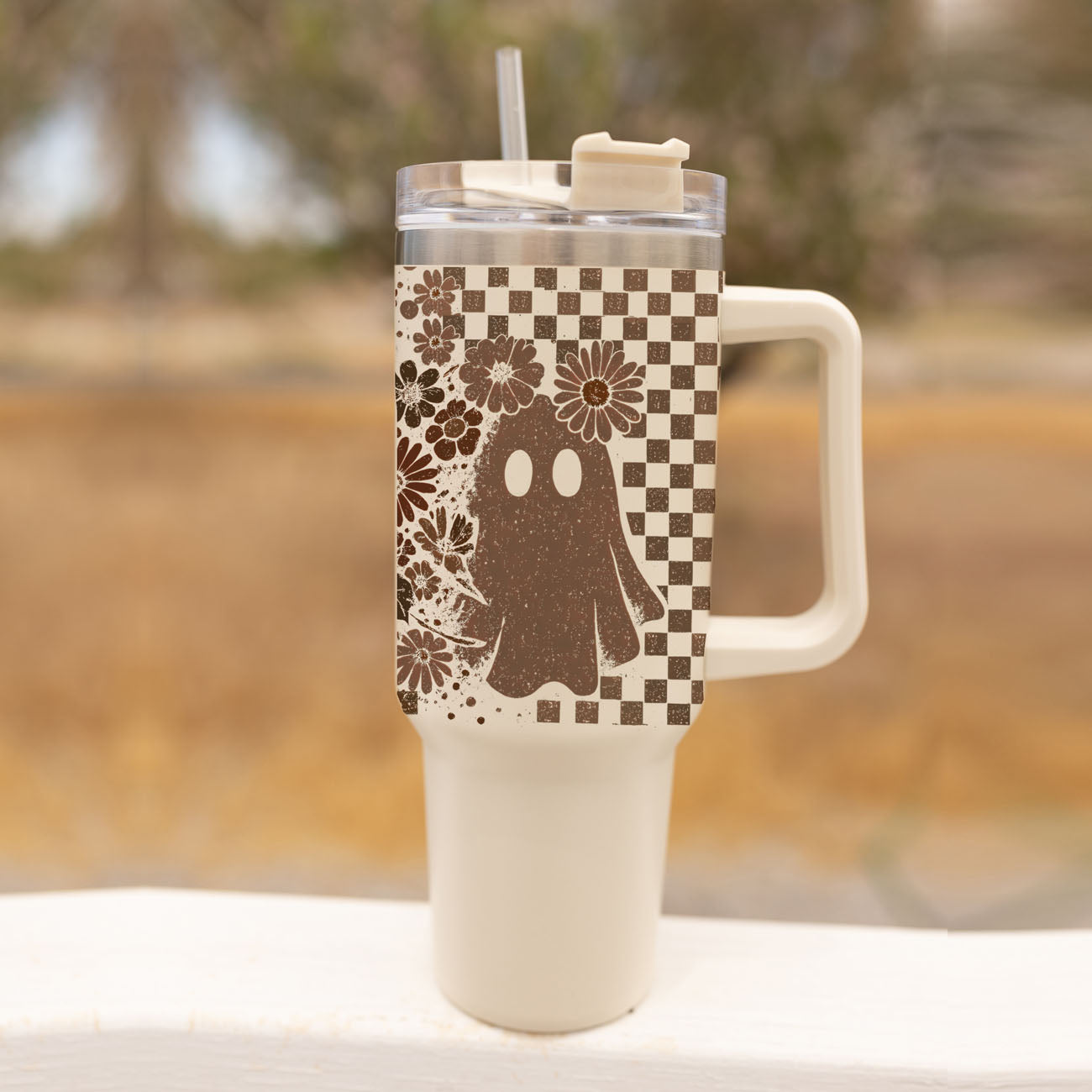 Retro Ghost + Skull 40oz