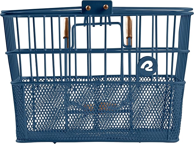 Retrospec Apollo Detachable Front Bike Basket Steel Half - Mesh with Integrated Detachable Hooks and Built - In Handle, Easy Assembly and Portability for Bicycles - PhishStones Products