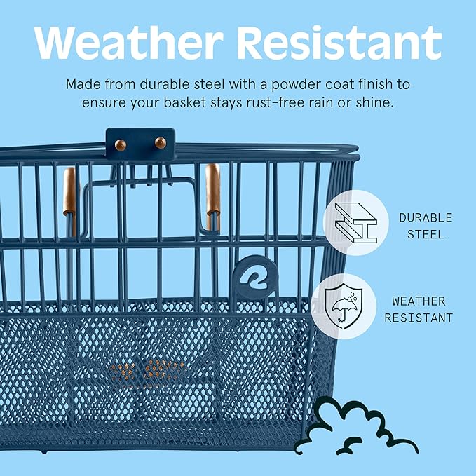 Retrospec Apollo Detachable Front Bike Basket Steel Half - Mesh with Integrated Detachable Hooks and Built - In Handle, Easy Assembly and Portability for Bicycles - PhishStones Products