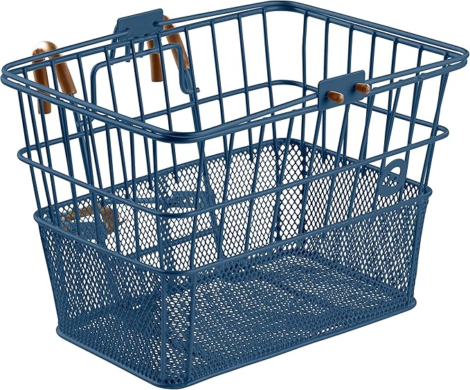 Retrospec Apollo Detachable Front Bike Basket Steel Half - Mesh with Integrated Detachable Hooks and Built - In Handle, Easy Assembly and Portability for Bicycles - PhishStones Products