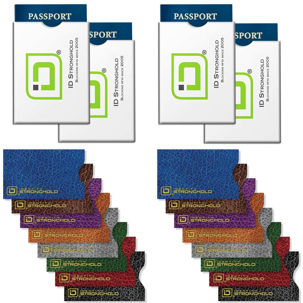 RFID Blocking Credit Card and Passport Sleeves - Leather Look 20 Pack - PhishStones Products