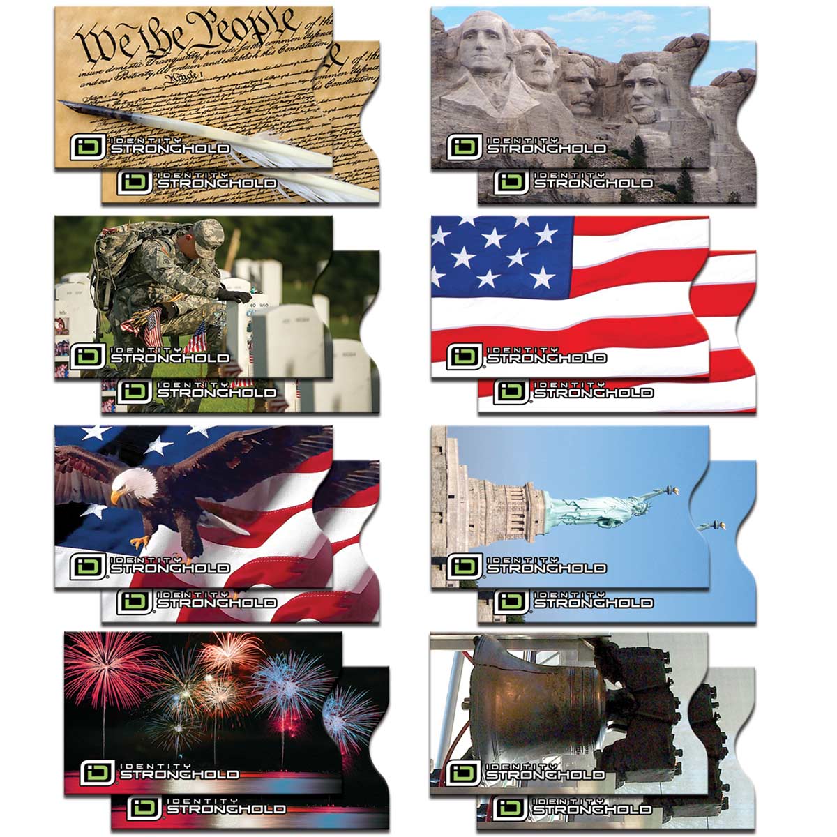 RFID Blocking Credit Card Sleeves - Patriotic 16 Pack - PhishStones Products