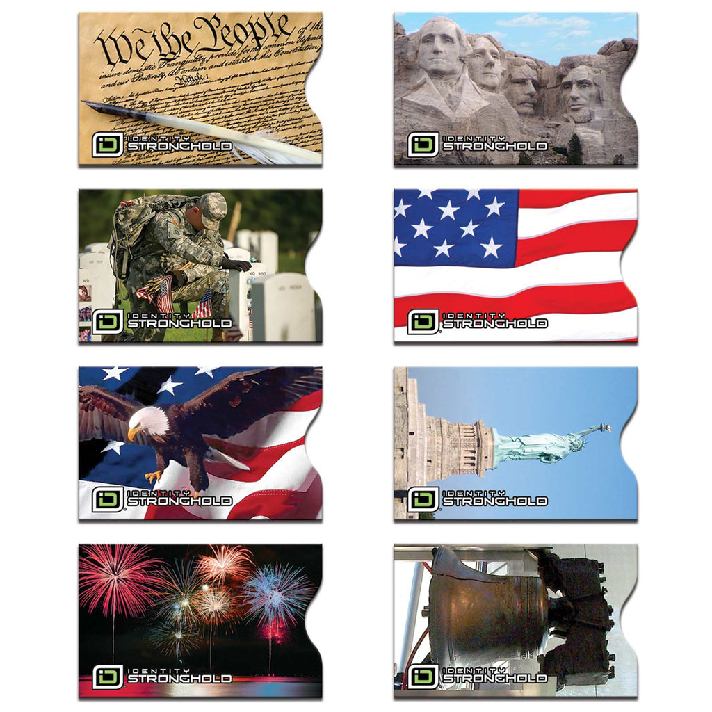 RFID Blocking Credit Card Sleeves - Patriotic 8 Pack - PhishStones Products