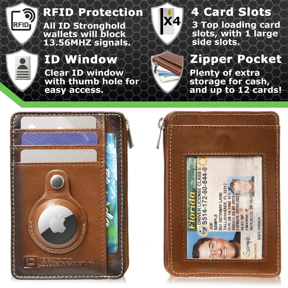 RFID Secure Slim Leather AirTag Wallet - PhishStones Products