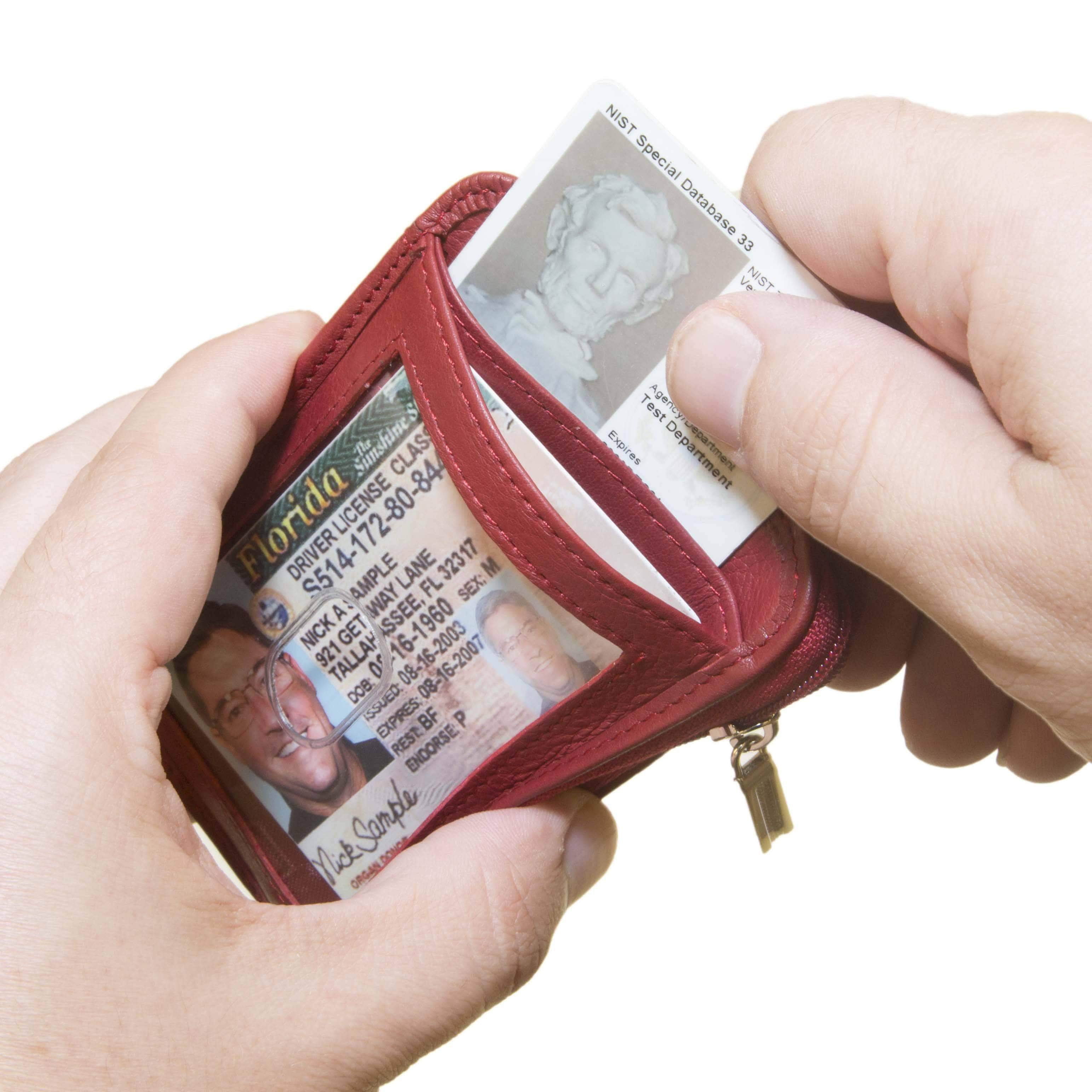 RFID Wallet Dual Portrait ID Leather Badge Holder - PhishStones Products