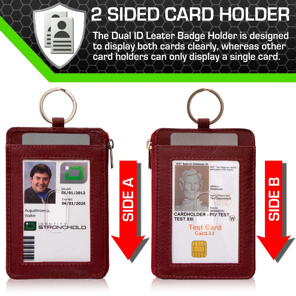 RFID Wallet Dual Portrait ID Leather Badge Holder - PhishStones Products