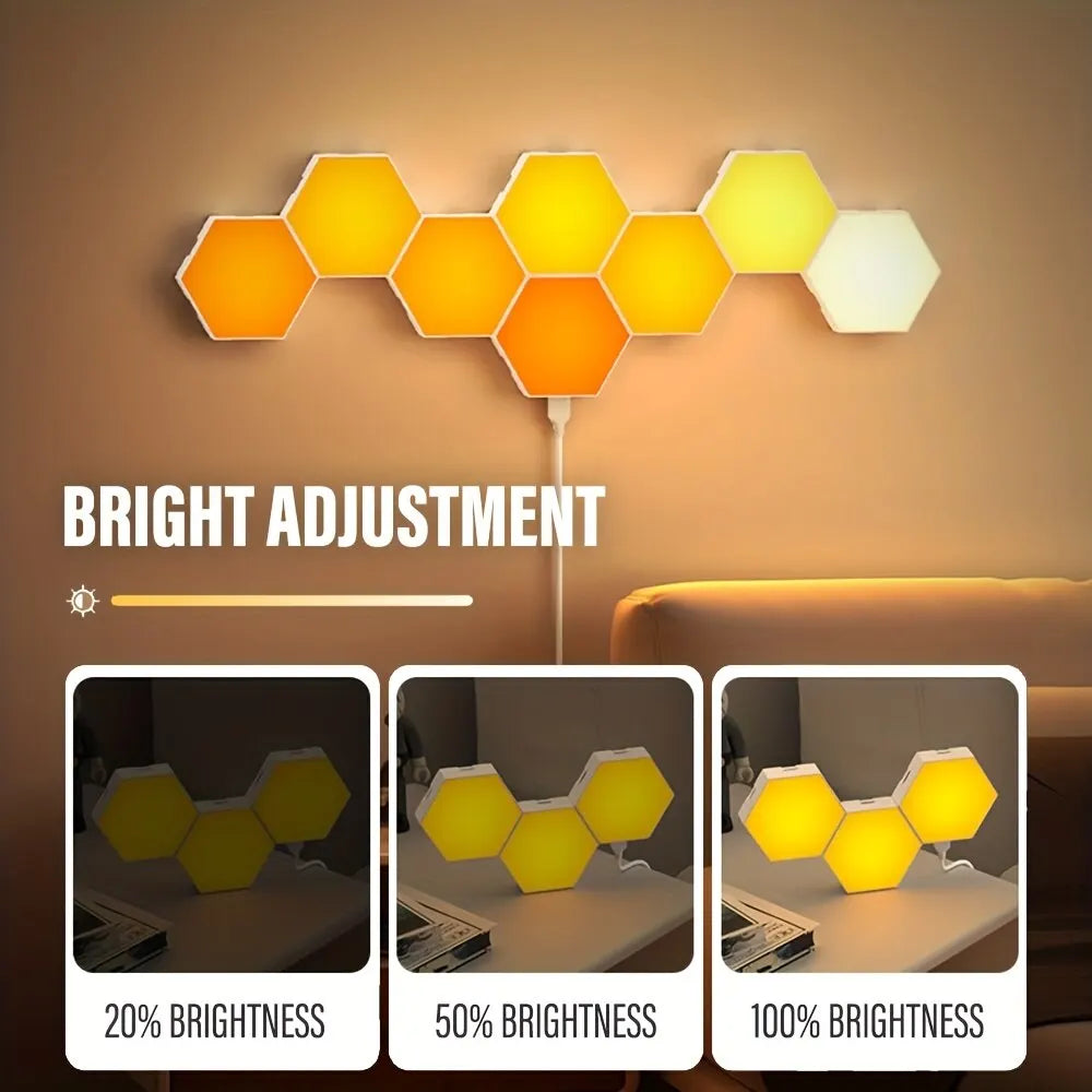 RGB Hexagonal Smart Wall Lamp - Color - Changing LED Panels with App Control, Music Sync & DIY Ambient Night Light for Bedroom Game Room - PhishStones Products