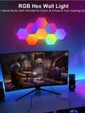 RGB Hexagonal Smart Wall Lamp – DIY Color - Changing Ambient Night Light with Music Sync & App Control for Game Room and Bedroom - PhishStones Products