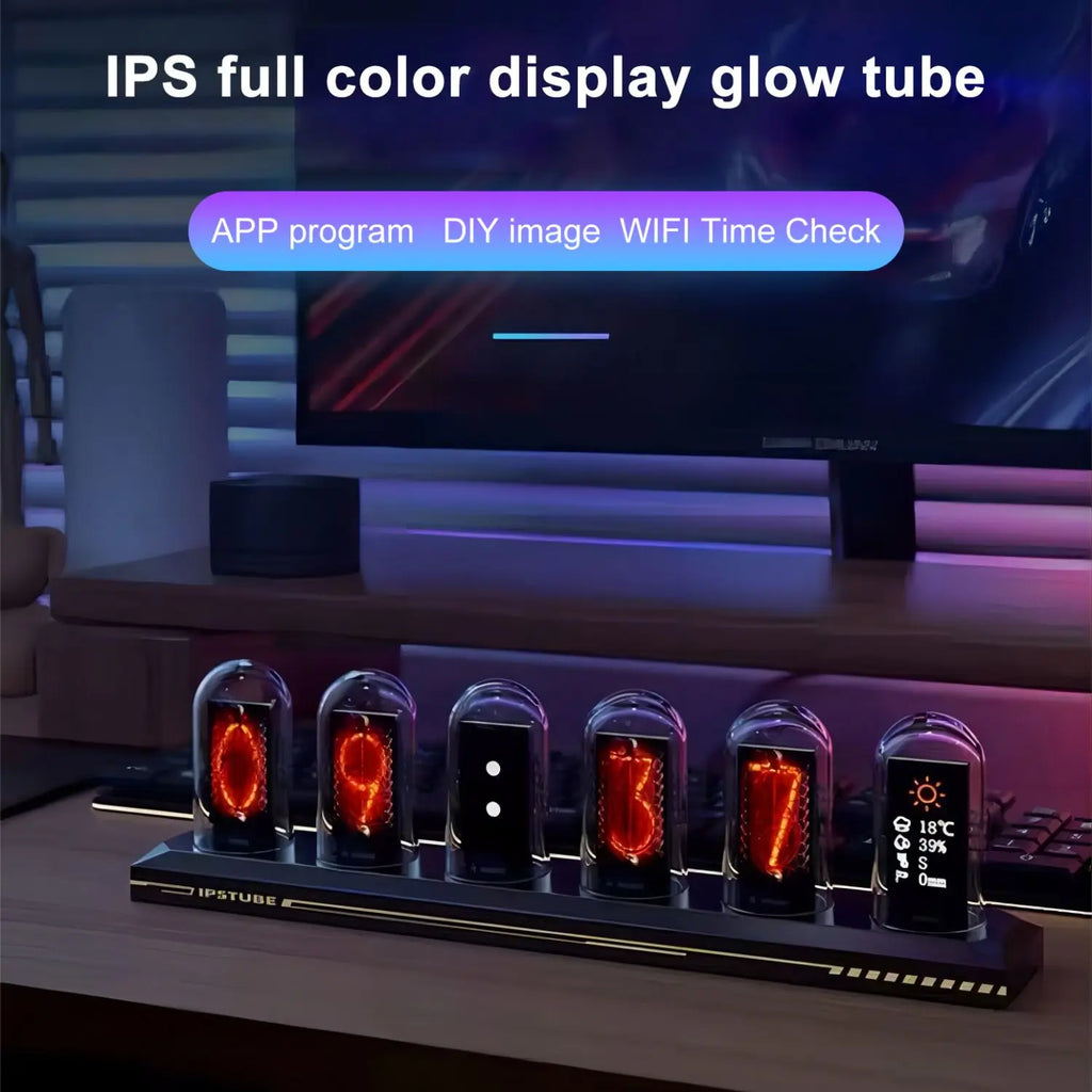 RGB Nixie - Style IPS Tube Clock - LED Color Screen Digital Desktop Night Light - PhishStones Products