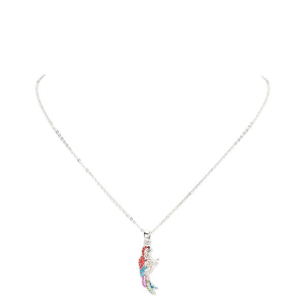 Rhinestone Embellished Parrot Pendant Charm Necklace