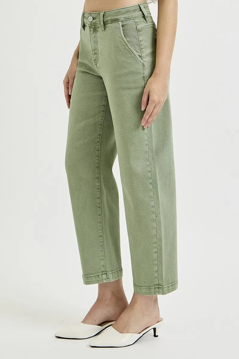 RISEN Full Size Tummy Control High Rise Crop Barrel Jeans Plus Size - PhishStones Products