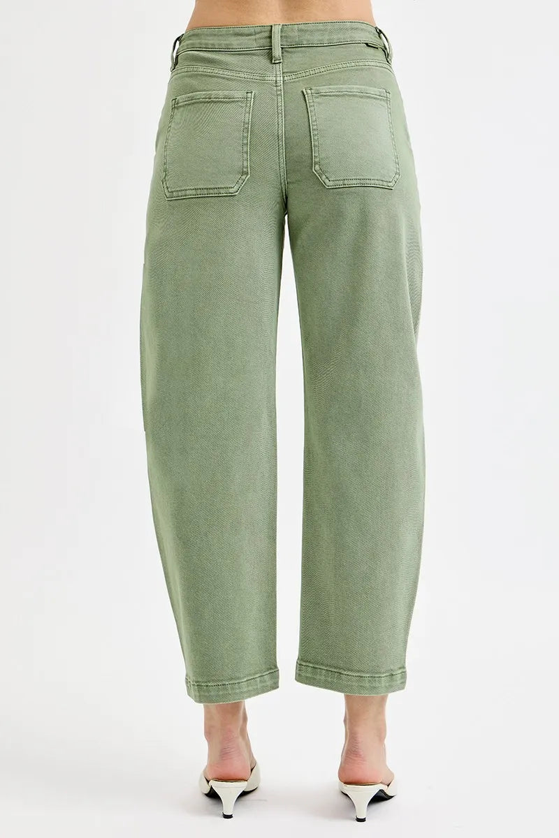 RISEN Full Size Tummy Control High Rise Crop Barrel Jeans Plus Size - PhishStones Products