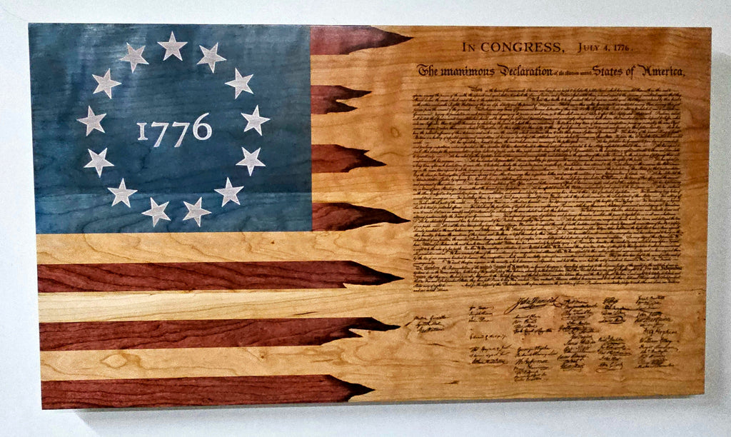 Declaration of Independence Handcrafted Patriotic Wall Flag – Made by U.S. Veterans