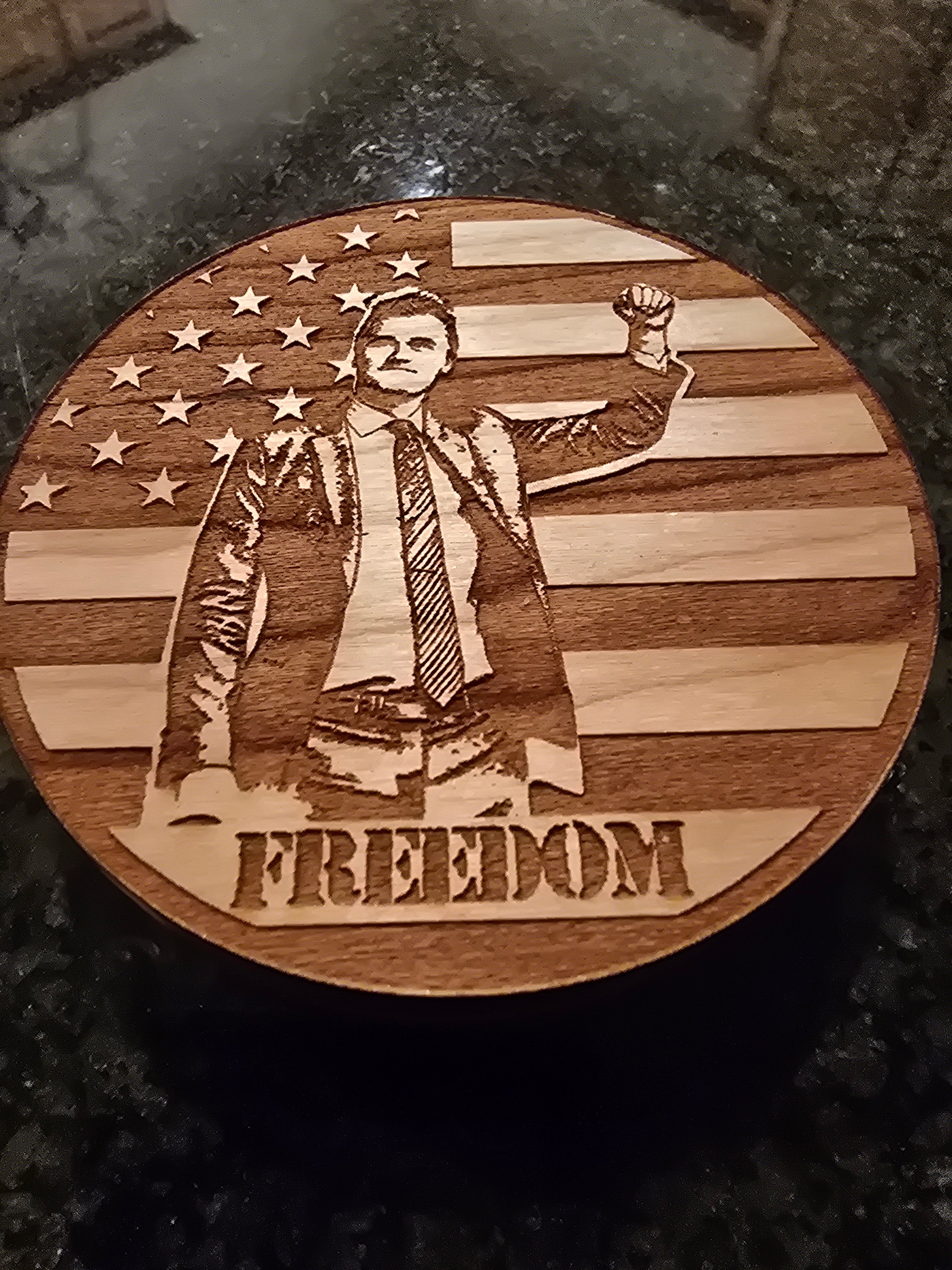 Freedom Patriotic Wood Coaster Set of 4 – Handcrafted by U.S. Veterans