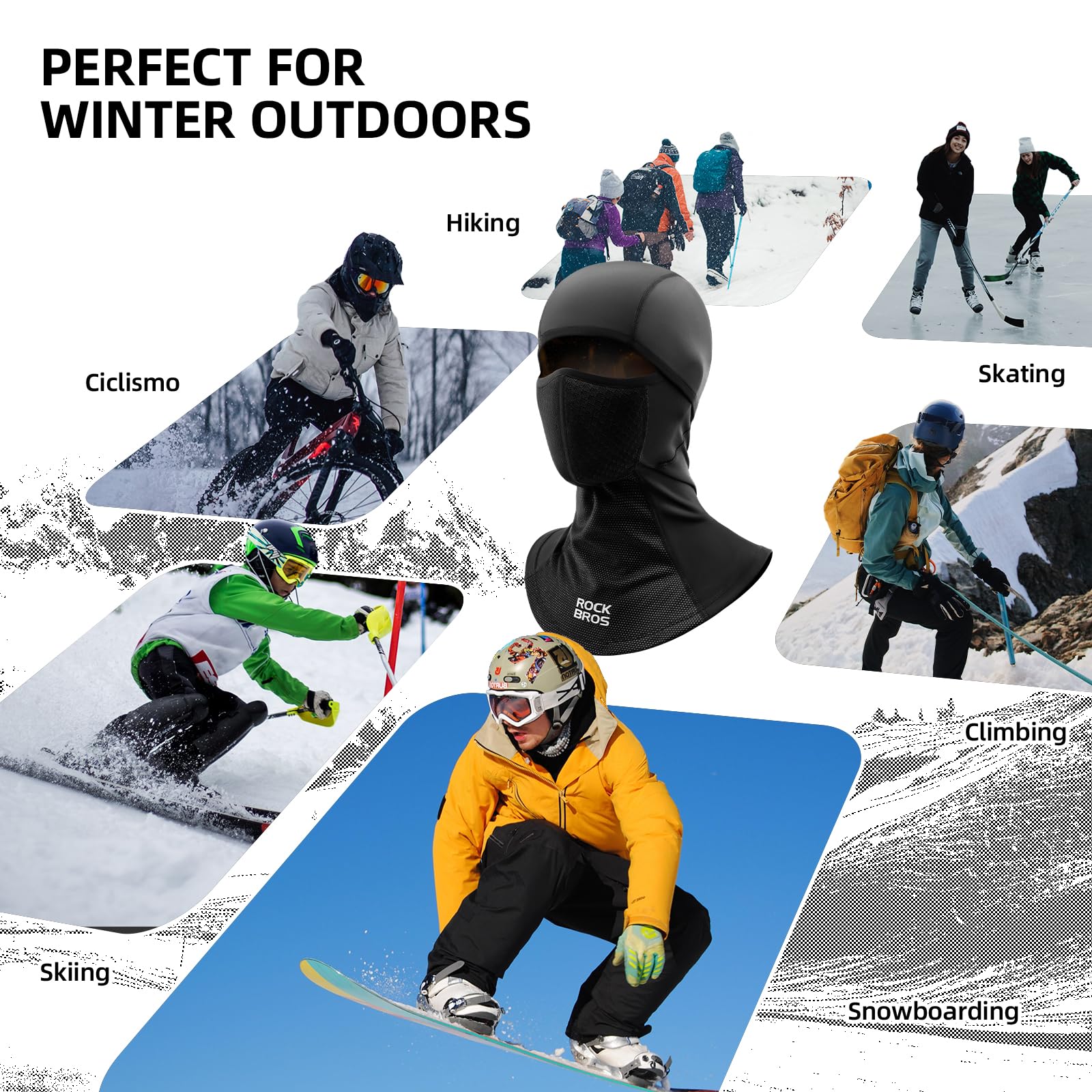 ROCKBROS Balaclava Windproof Thermal Scarf Ski Mask for Men Winter Neck Warmer