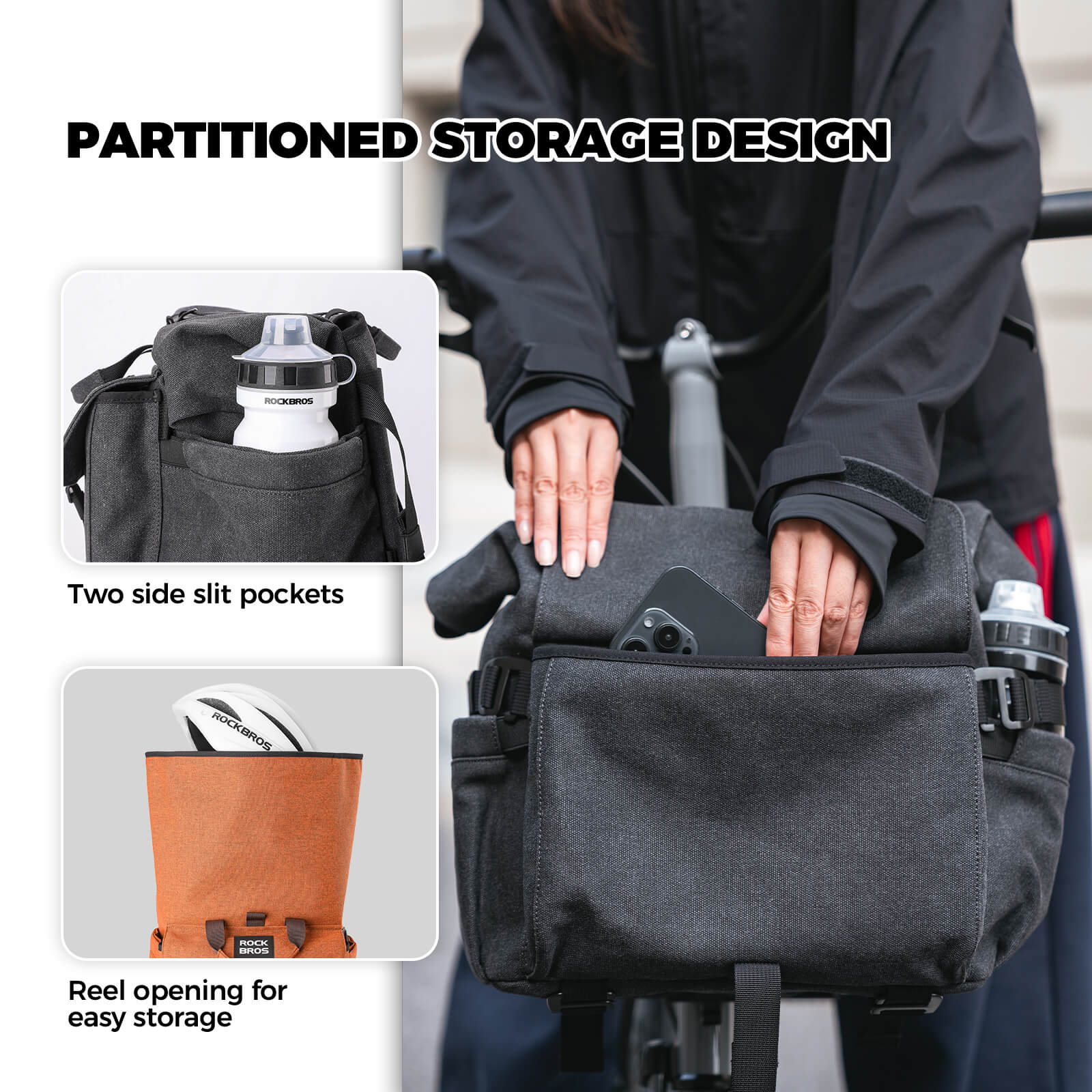 ROCKBROS Folding Bike Handlebar Bag Backpack - H46