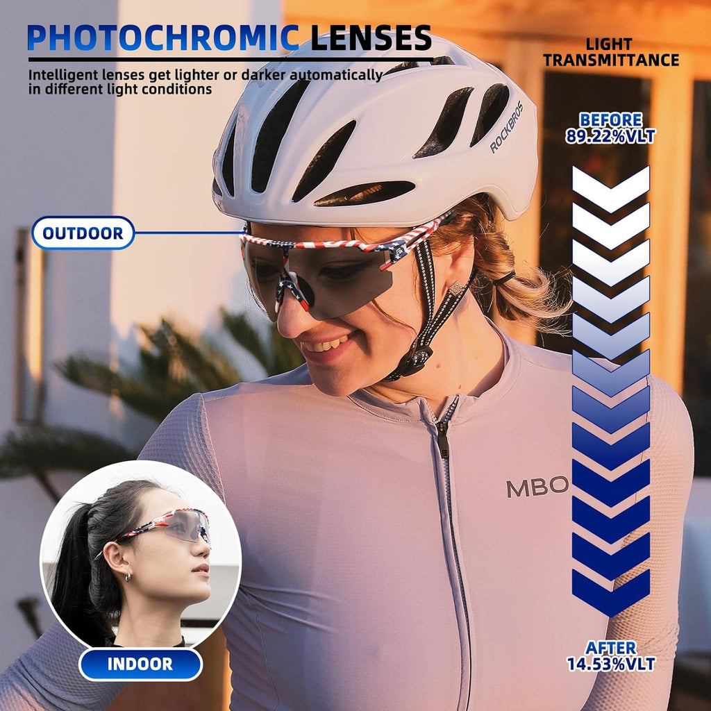 Half-Frame Photochromic Sports Sunglasses (UV400)