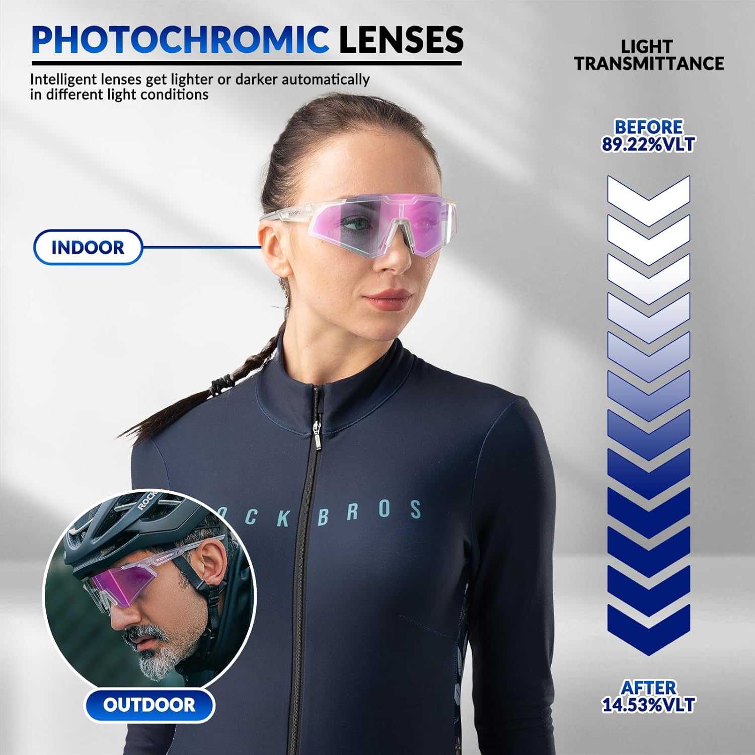 Half-Frame Photochromic Sports Sunglasses (UV400)