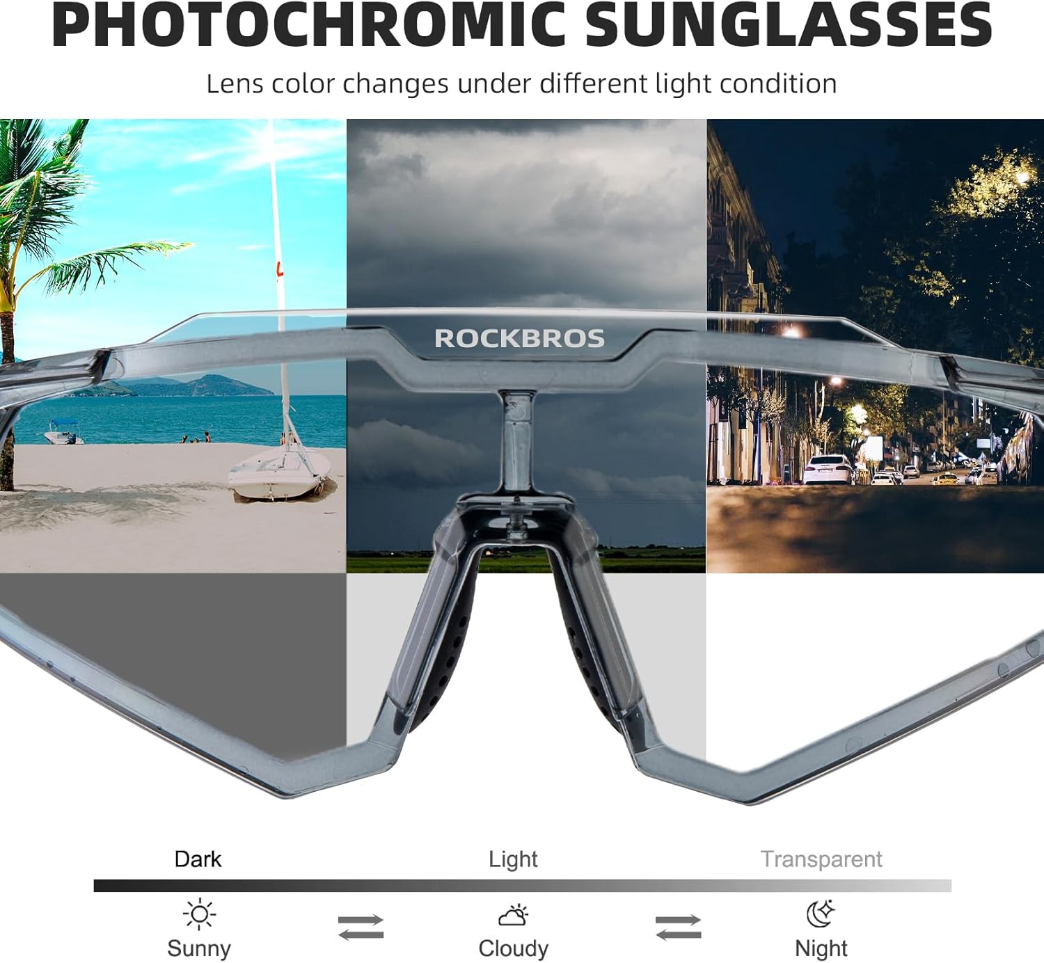 Half-Frame Photochromic Sports Sunglasses (UV400)