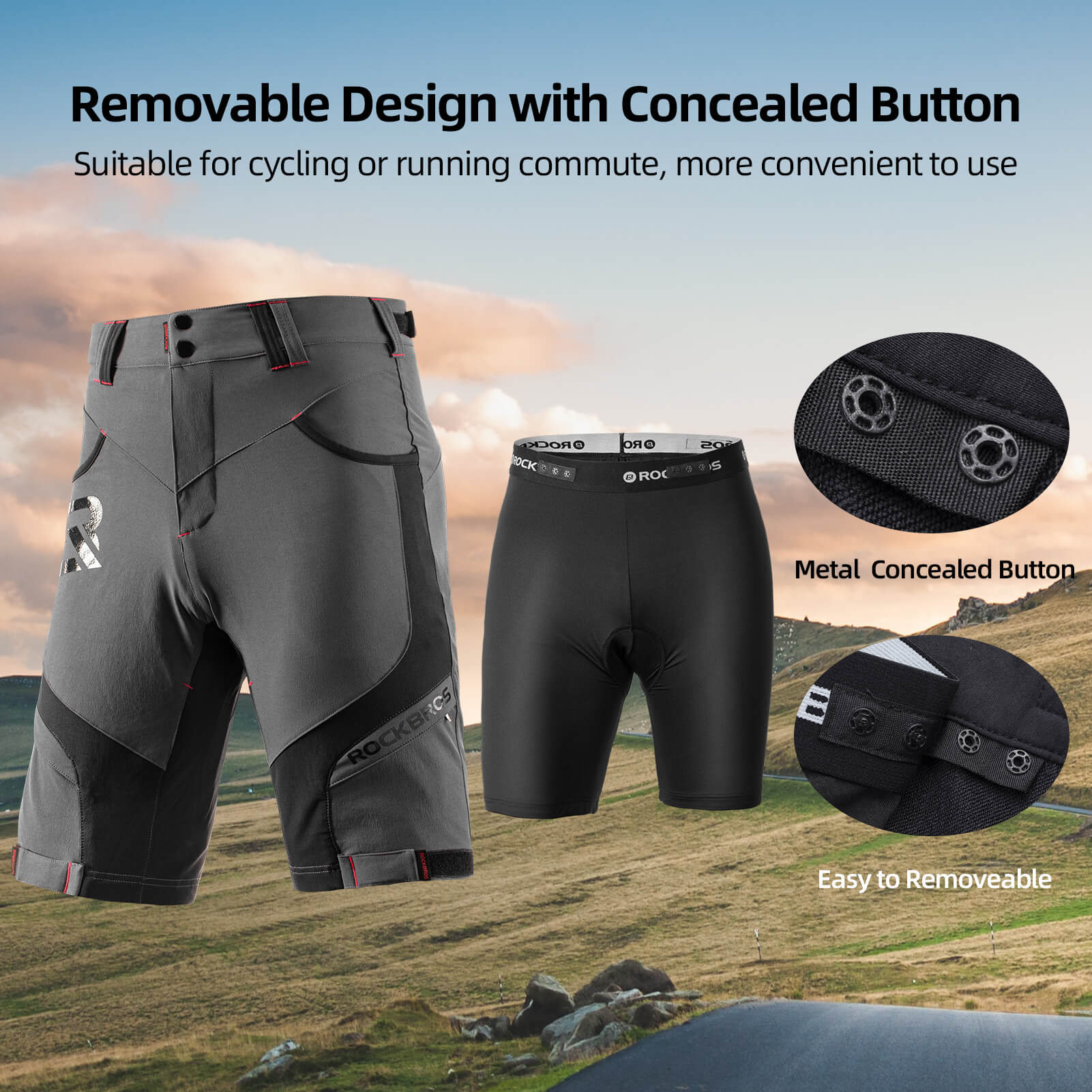 ROCKBROS Men's Cycling Shorts 4D Padded Compression Shorts