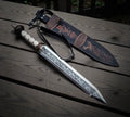 Roman Ornate Gladiator Sword - Engraved Blade, Bone Handle, Skull Deer Leather Sheath - PhishStones Products