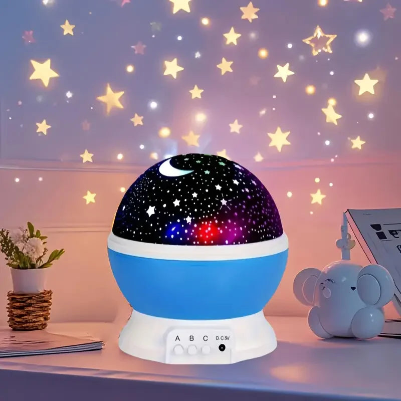 Rotating Galaxy Star Projector Night Light — USB or 3×AA Battery Powered LED Lamp for Bedroom, Parties, Weddings & Kids' Rooms - PhishStones Products