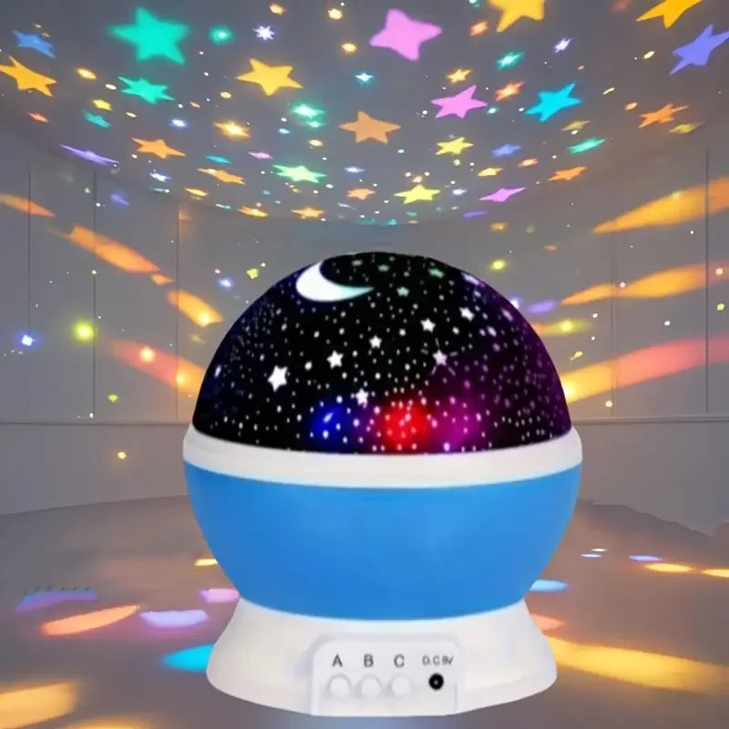 Rotating Galaxy Star Projector Night Light — USB or 3×AA Battery Powered LED Lamp for Bedroom, Parties, Weddings & Kids' Rooms - PhishStones Products