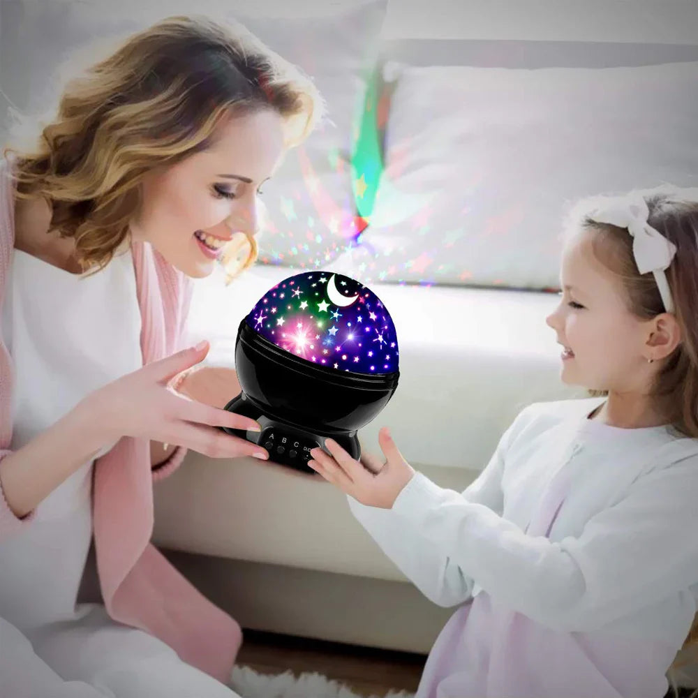 Rotating Star Projector Night Light – LED Galaxy & Moon Lamp for Kids Bedroom, Soothing Sleep Light & Gift for Girls and Boys - PhishStones Products