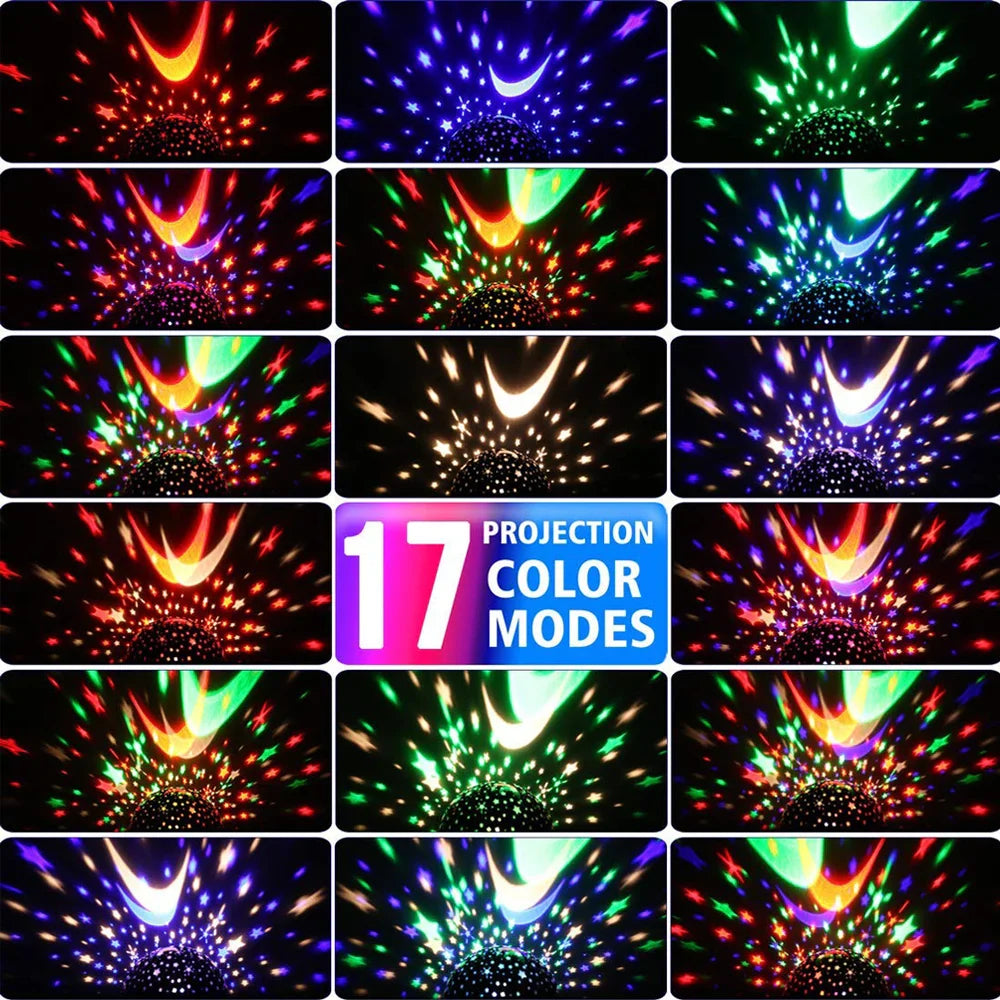 Rotating Star Projector Night Light – LED Galaxy & Moon Lamp for Kids Bedroom, Soothing Sleep Light & Gift for Girls and Boys - PhishStones Products