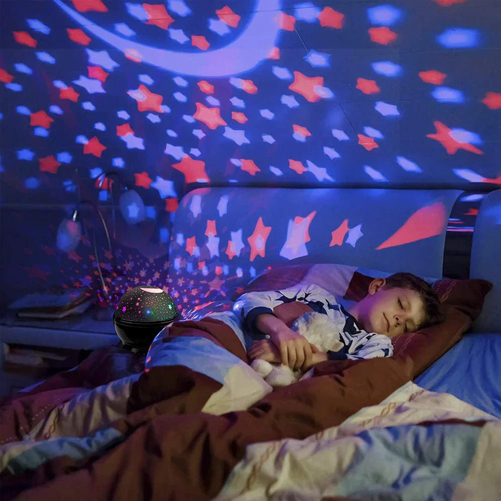 Rotating Star Projector Night Light – LED Galaxy & Moon Lamp for Kids Bedroom, Soothing Sleep Light & Gift for Girls and Boys - PhishStones Products