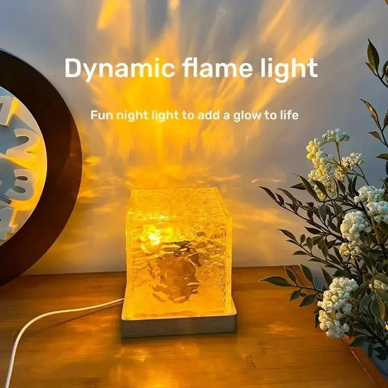 Rotating Water Ripple Night Light Projector 3 or 16 Color LED Crystal Lamp with Remote & USB for Bedroom & Living Room - PhishStones Products