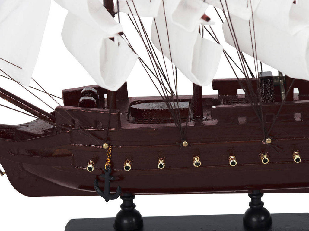 Wooden Black Bart's Royal Fortune White Sails Model Pirate Ship 12""