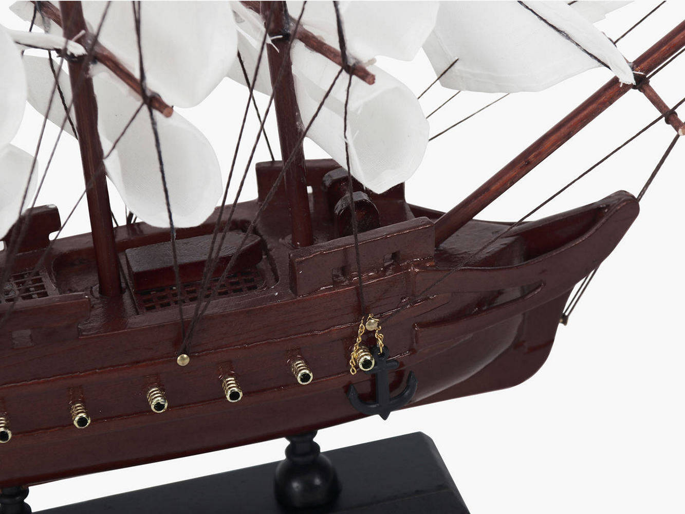 Wooden Black Bart's Royal Fortune White Sails Model Pirate Ship 12""
