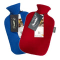 Fashy Odorless 2-Liter Hot Water Bottle with Polar Fleece Cover - TUV Certified for Pain Relief and Comfort