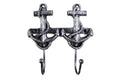 Antique Silver Cast Iron Decorative Anchor Hooks 7""