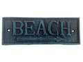 Seaworn Blue Cast Iron Beach Sign 9""