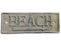 Whitewashed Cast Iron Beach Sign 9""