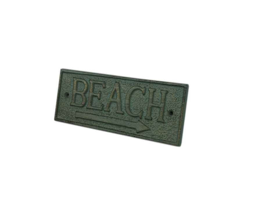 Antique Seaworn Bronze Cast Iron Beach Sign 9""