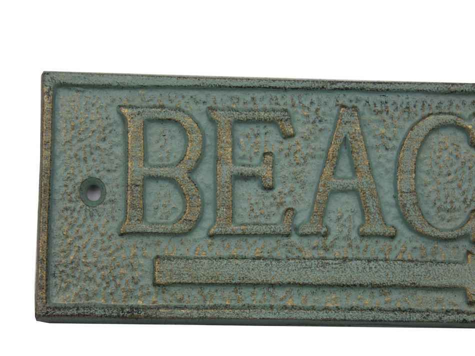 Antique Seaworn Bronze Cast Iron Beach Sign 9""