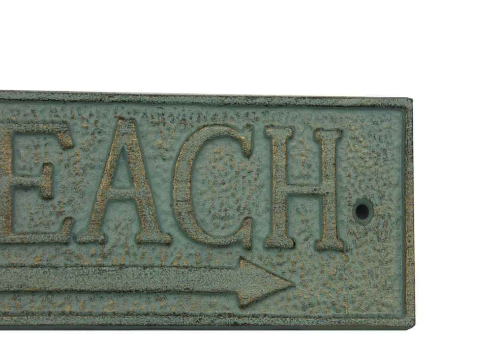 Antique Seaworn Bronze Cast Iron Beach Sign 9""