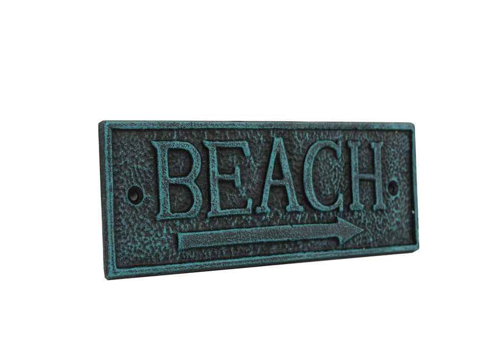 Seaworn Blue Cast Iron Beach Sign 9""