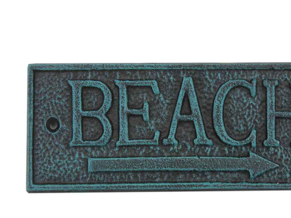 Seaworn Blue Cast Iron Beach Sign 9""