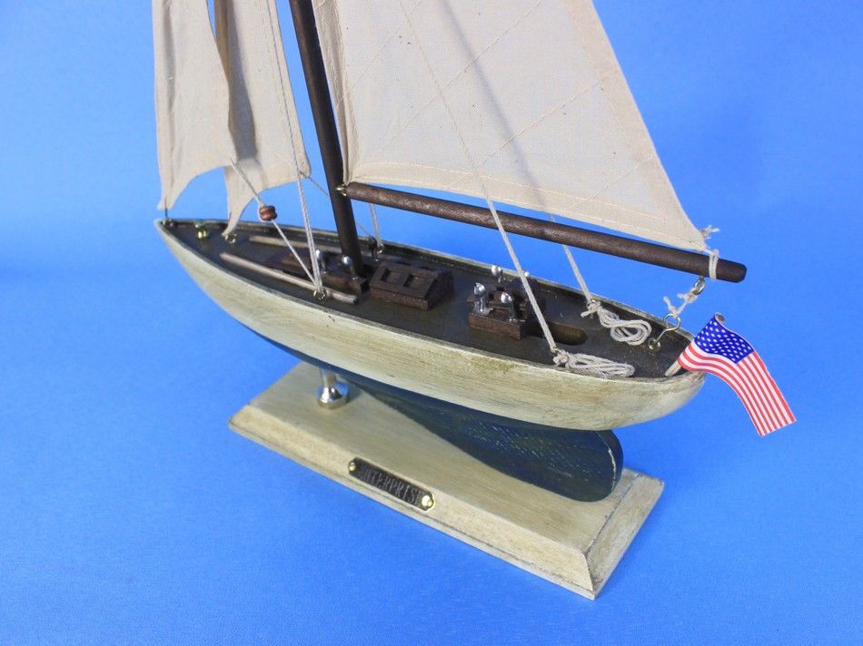 Wooden Rustic Enterprise Model Sailboat Decoration 16""