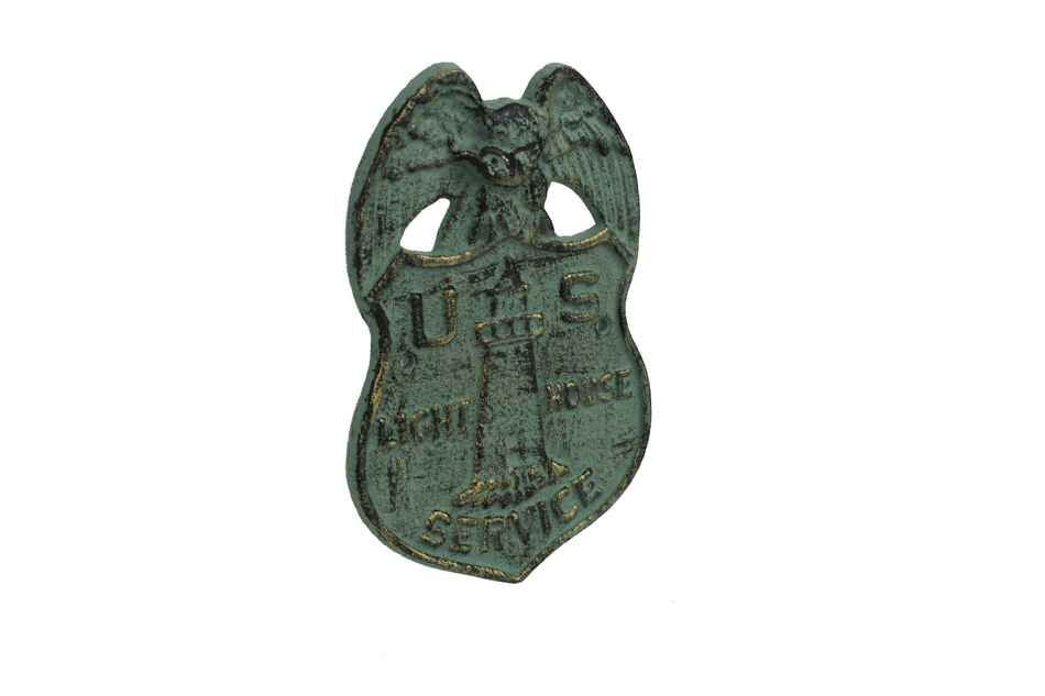 Antique Seaworn Bronze Cast Iron US Lighthouse Service Sign 9""