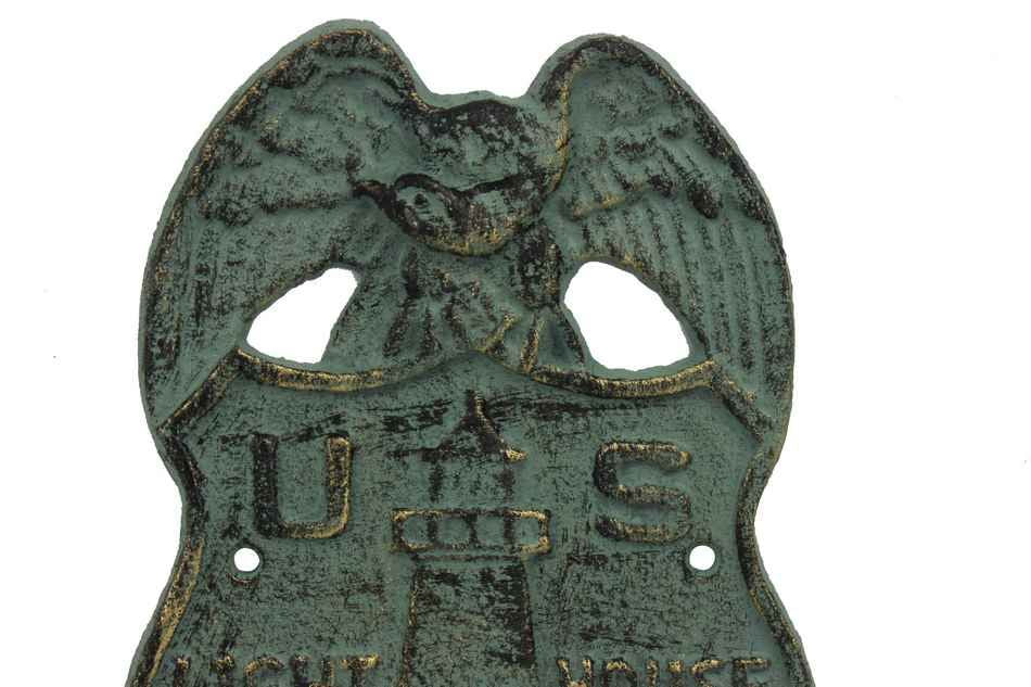 Antique Seaworn Bronze Cast Iron US Lighthouse Service Sign 9""